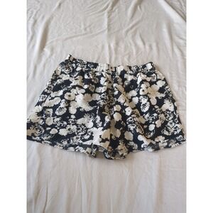 Everlane Linen Easy Shorts Floral Sz Large Black White 31" Waist 5" Inseam High